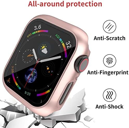 [16 חבילה] מארז מחשב קשה עם מגן מסך תואם לסדרת Apple Watch 4/5/6 44 ממ, קצה מלא מסביב לכסות מסגרת נגד פגוש מגן